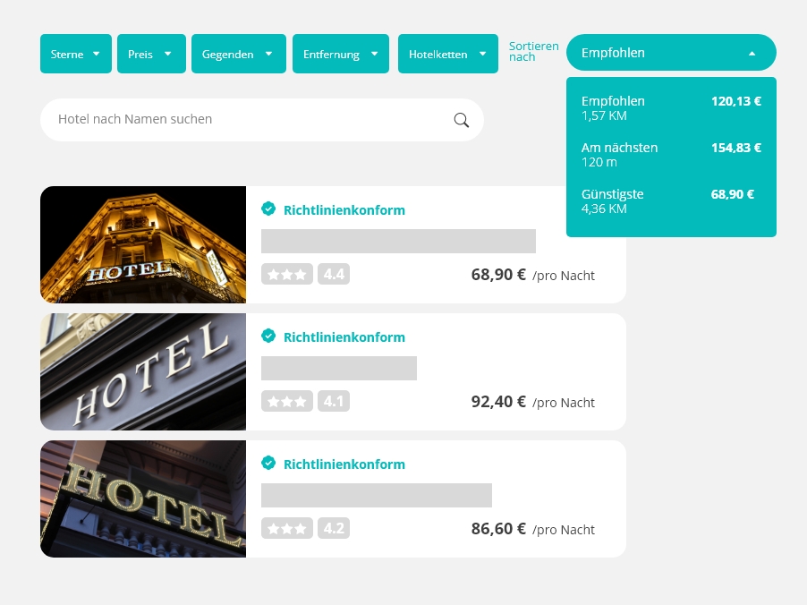 Reiseangebote DE - Hotel-Suchfilter