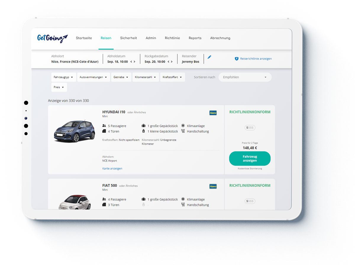 Buche Mietwagen für deine Geschäftsreise von jedem Gerät aus