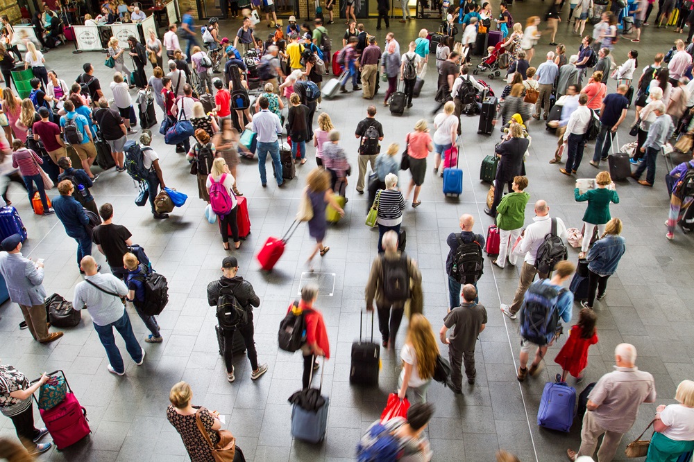 Rushhour an einem Bahnhof in München