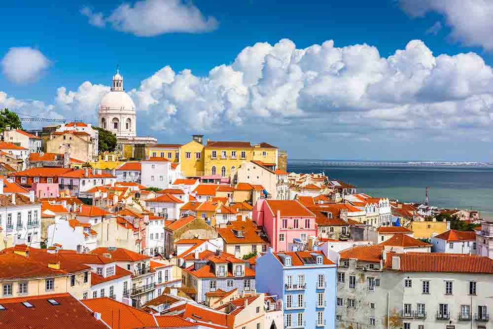 Lisbon with view of sea, best place for digital nomad