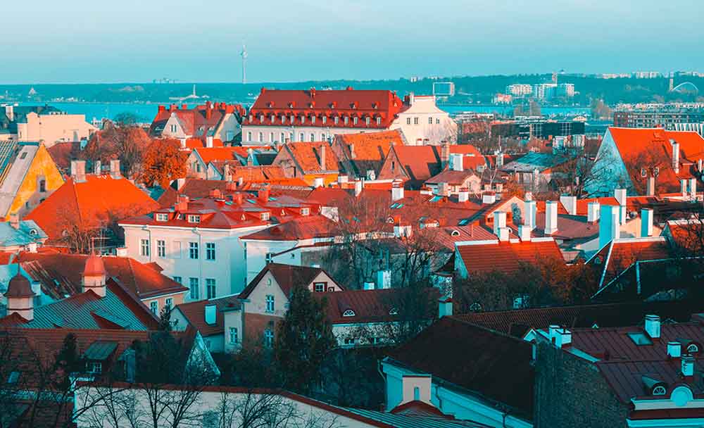View of red tiled roofs in Tallinn