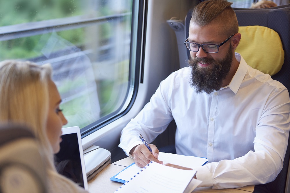 business meeting on the train