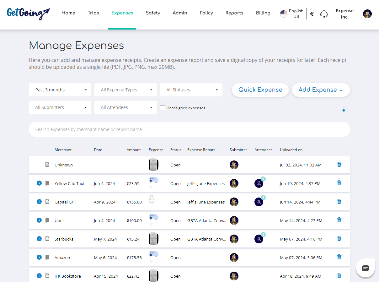 Manage travel expenses