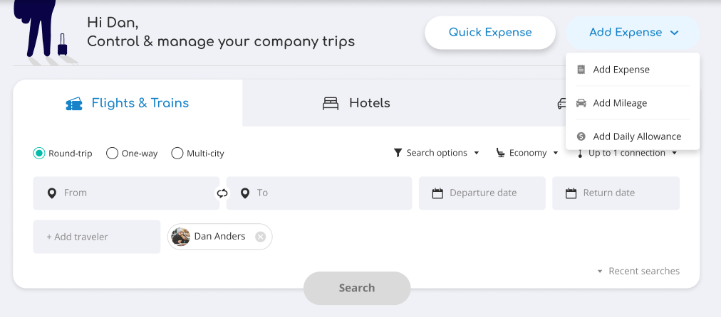 Add expense with GetGoing expense management software