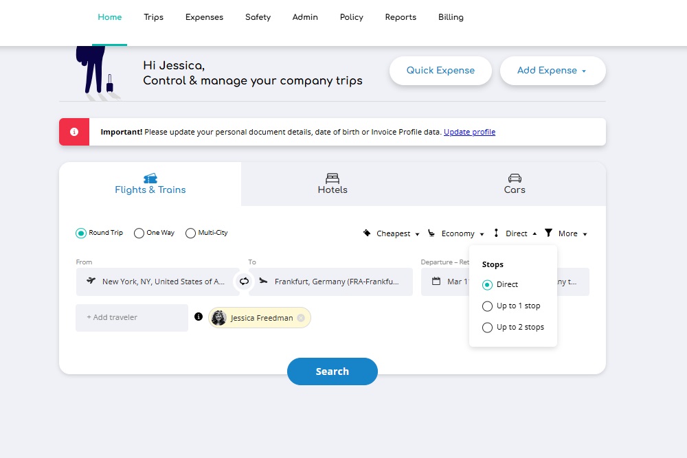 Sort direct flights with GetGoing travel management platform 