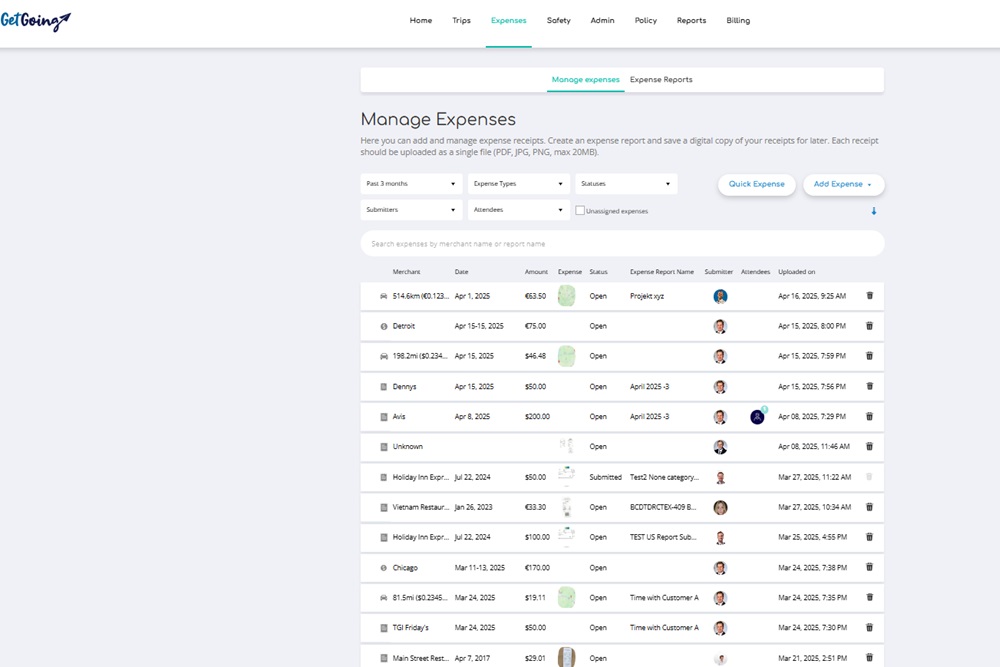 Expense management with GetGoing