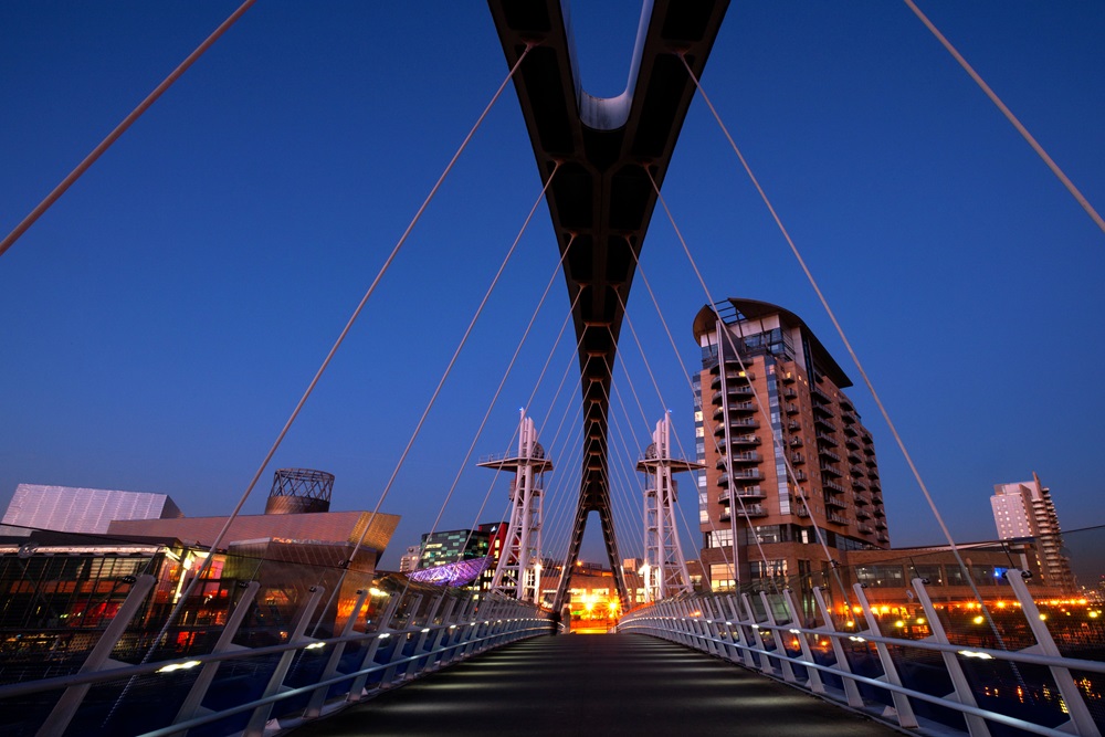 Millennium Bridge in Salford Quays Manchester England